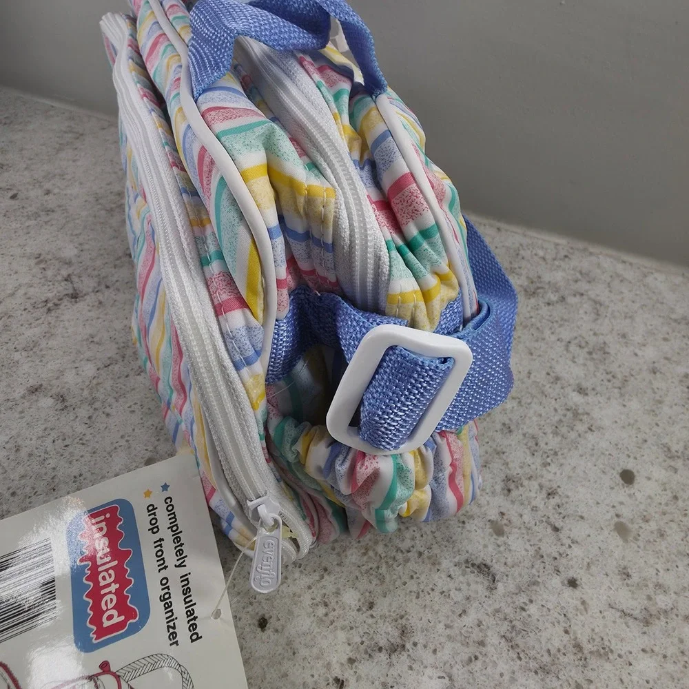 Vintage Evenflo Insulated Diaper Bag Pastel Rainbow Stripe Animal Pacesetter NWT